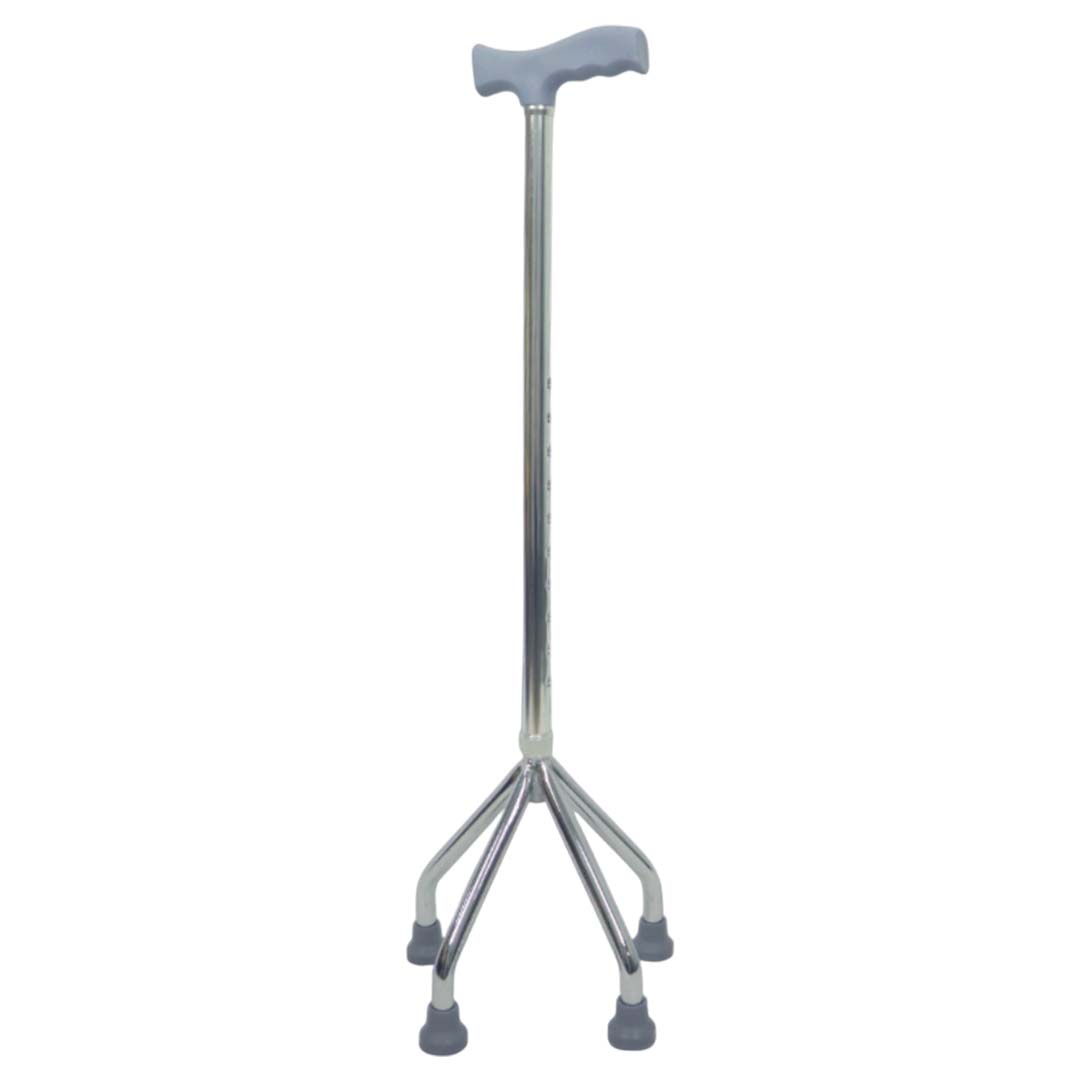 BASTON DE 4 PATAS ALTAS  MANGO T COLOR PLATA